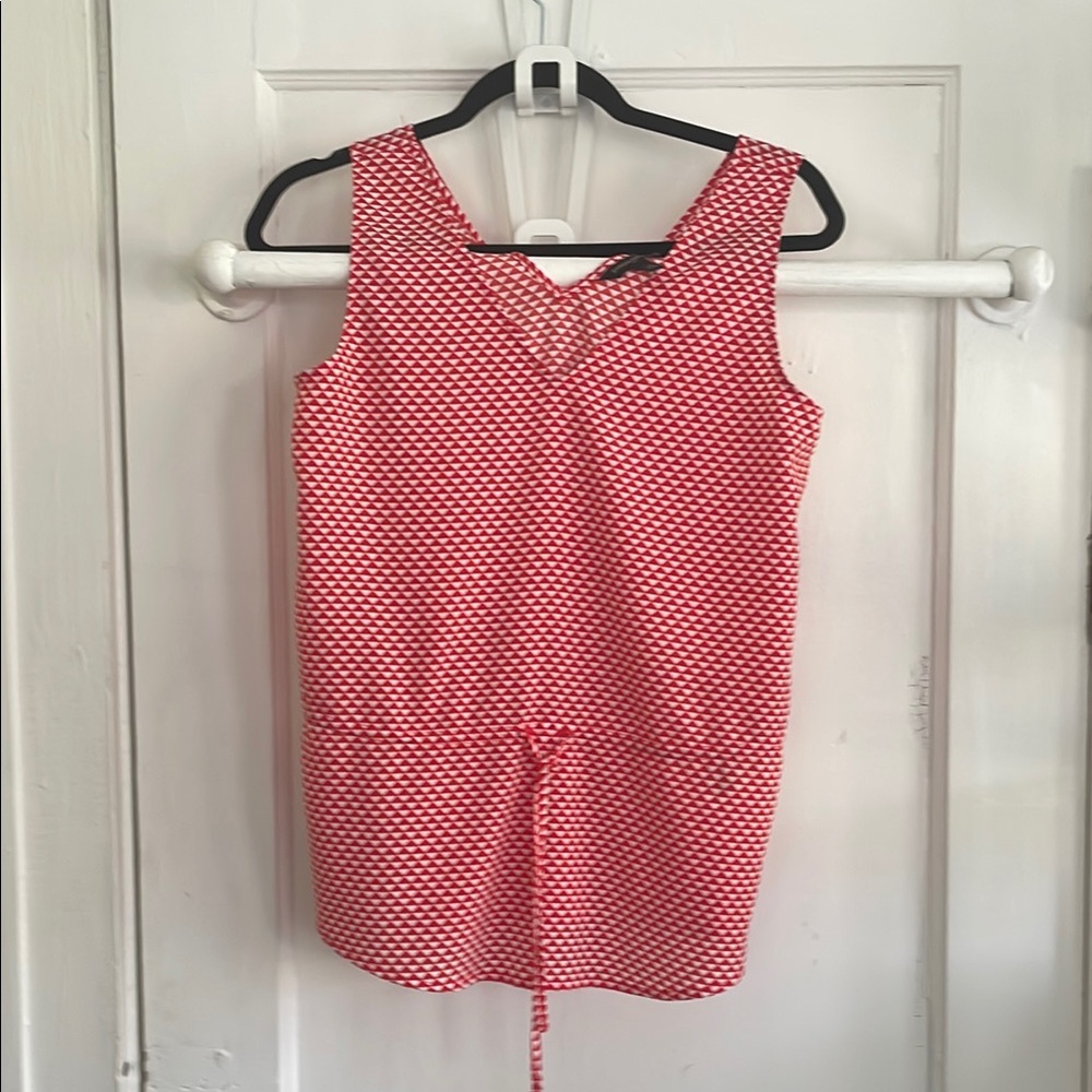 Banana Republic Red and White Geometric Top | XS